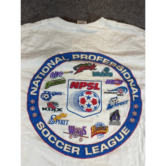 Vintage National Professional Soccer League Logo Shirt Mens XL White MLS - Picture 3 of 9